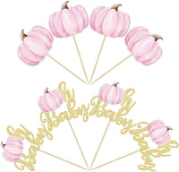 Gyufise 24Pcs Pumpkin Oh Baby Cupcake Toppers Pink Fall Pumpkin - Pink 3 - image 3