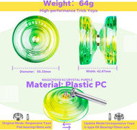 K2 Crystal Responsive Yoyo for Kids，Professional Yo-yo for Beginners – Fun for Kids & Family - Green Yellow - image 3