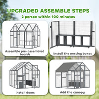 Large Wooden Chicken Run with Waterproof & Anti-UV Cover, for 6-8 Chickens, for Backyard, Farm, 5.5 x 6 x 6