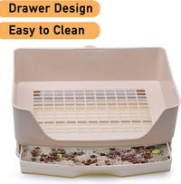 CalPalmy X-Large Rabbit Litter Box with 10PCS Bonus Pads, Drawer - Large (10pcs Pee Pads) / Cream - image 4