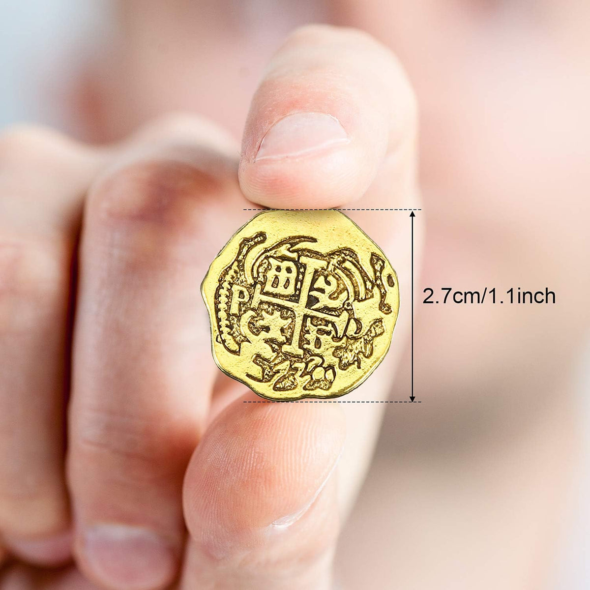 Hicarer metal pirate coins, 35 Spanish doubloon replicas in bronze, gold and silver - view 4