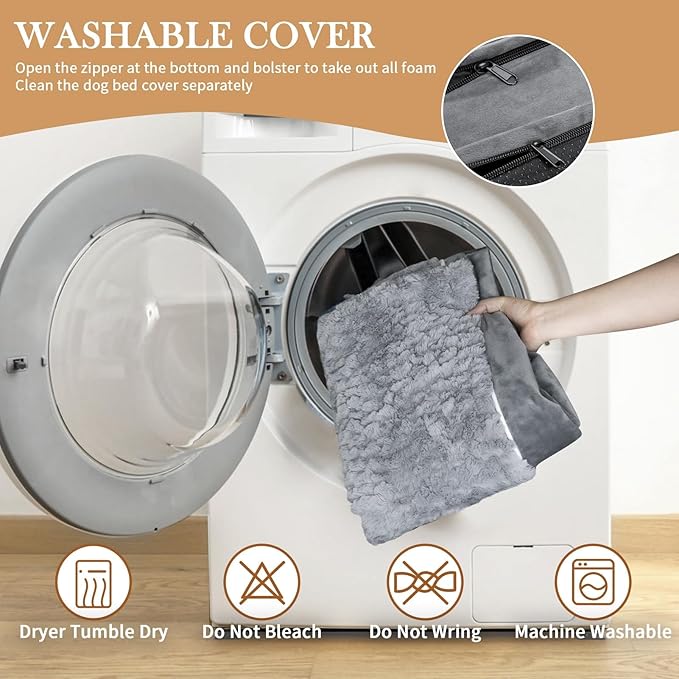 Comfort Expression XXL Orthopedic Dog Bed for Extra Large Dogs, Waterproof Orthopedic Foam Dog Beds, Washable Dogs Sofa Beds with Removable Cover & Non-Slip Bottom(XX-Large,Grey)