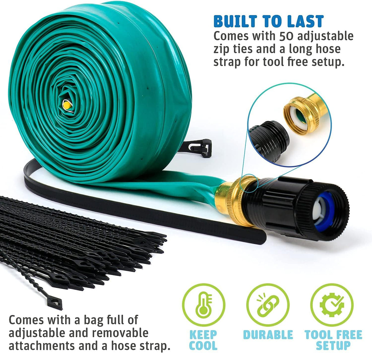 Trampoline Sprinkler Waterpark, Heavy Duty Hose – Fun for Kids & Family - Green Hose - image 4
