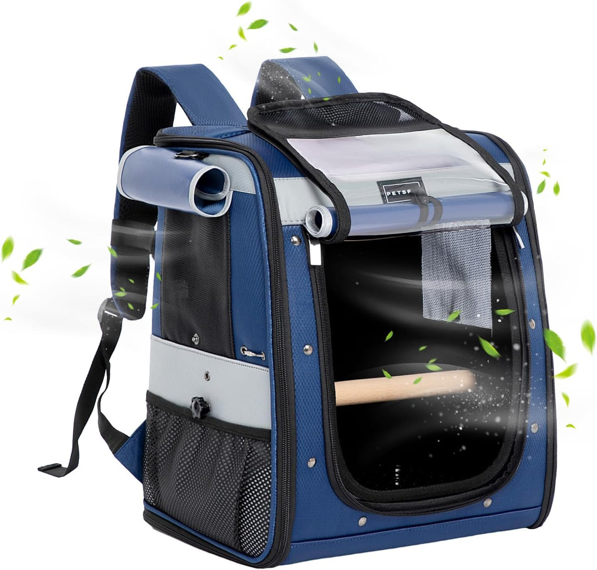 Petsfit Bird Carrier with Anti-Pecking Band - 14.0"L x 10.0"W x 17.0"H / Deep Blue