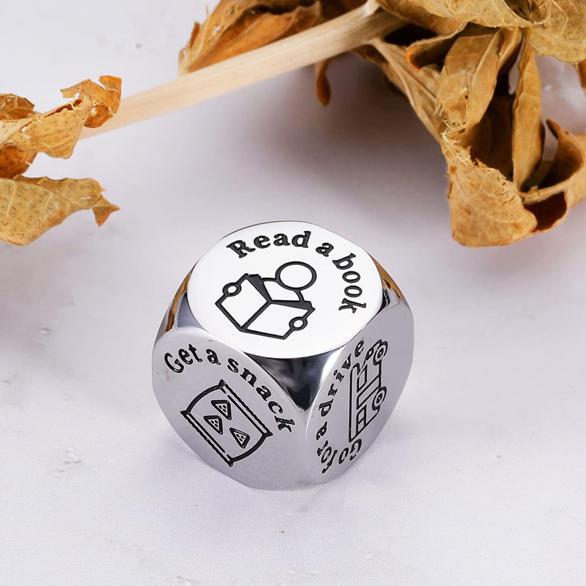 CYKARA stainless steel retirement decision dice with activities like take a nap and go fishing - view 2