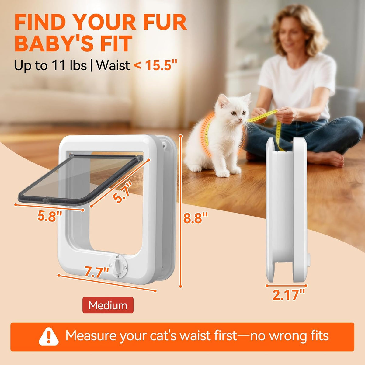 LIBBEPET Cat Door Interior Door - White / M - Inner Size: 5.8"W x 5.7"H - image 2