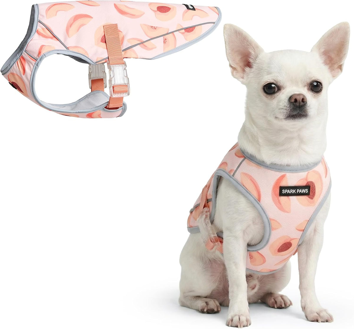 Spark Paws Dog Cooling Vest, Evaporative Summer Cooling - Peaches / Small
