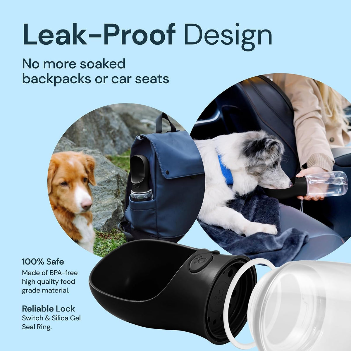 MalsiPree Dog Water Bottle Dispenser, Leak-Proof - Black / 12oz - Standard - image 3