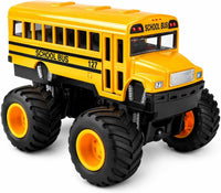 ArtCreativity 5 inch yellow diecast monster school bus pullback toy with big tires
