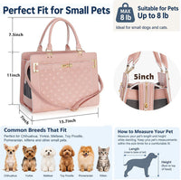 Fashion Pet Carrier Dog Cat Carrier Purse Soft-Sided Leather Handbag - Pink - image 3