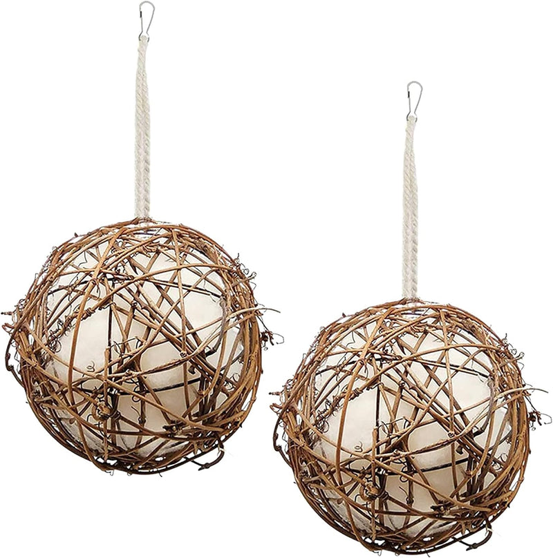 GUTE Globe Hummingbird Nesters 2Pcs Natural Material Refillable Ball – Essentials for Birds - Light Yellow&White / 2Pack