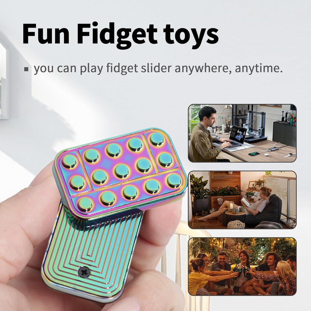 Fidget Toys Adults Magnetic Desk Toy Metal Fidgets Slider - Multicolor - image 4