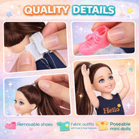 Liberty Imports 12 pack mini doll party favors, poseable toddler dolls with outfits in boxes - view 3