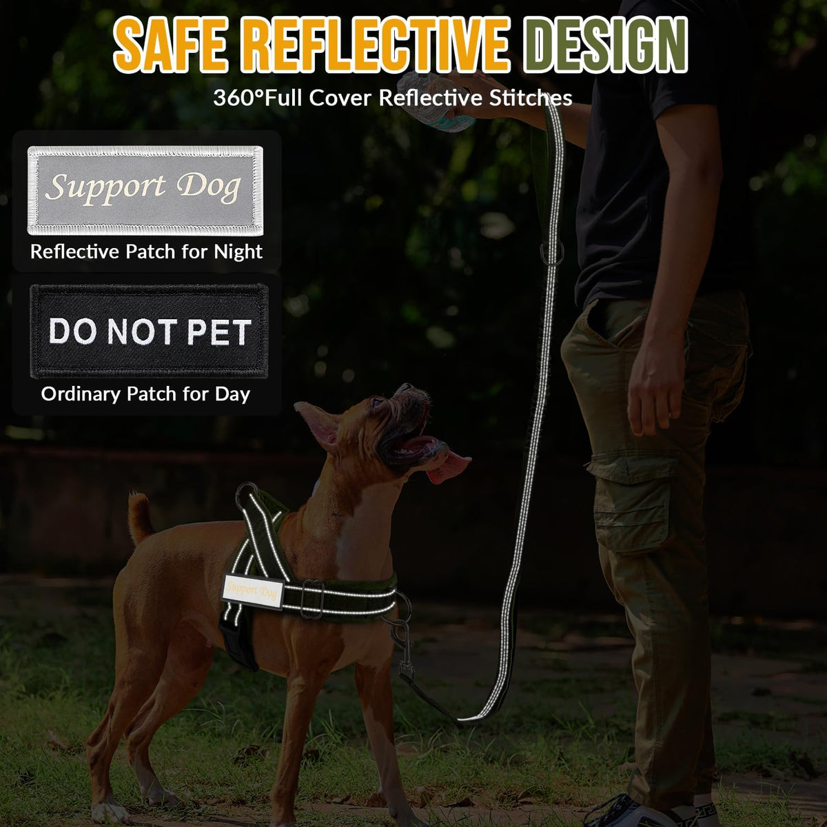 SlowTon No Pull Dog Harness and Leash Set, Heavy Duty - Green / Medium - image 4