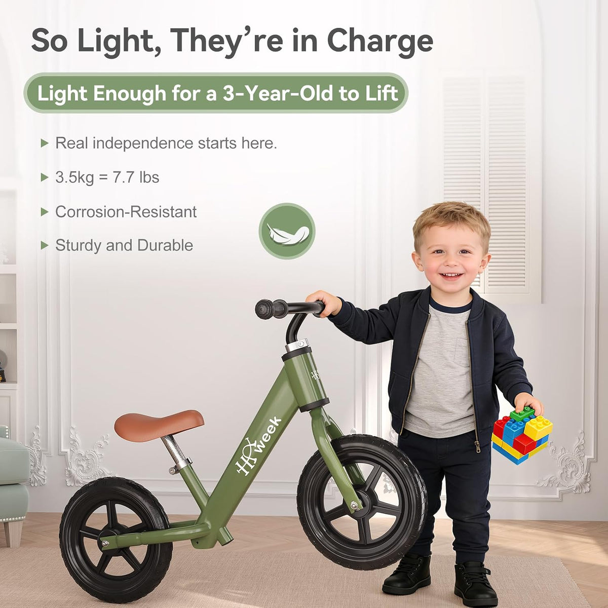Toddler Balance Bike for 3-5 Year Old 12” No Pedal Training Bike Toys - BK-GREEN - image 3