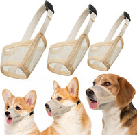 Mesh Dog Muzzle Suits for Small Medium Large Dogs Dog Muzzle Set – Essentials for Dogs - Beige / Medium 3 PCS(S-L)
