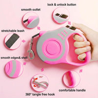 Retractable Dog Leash Lightweight 10/16FT Leash with Non-Slip Handle - Gray Pink / 10 FT - image 3