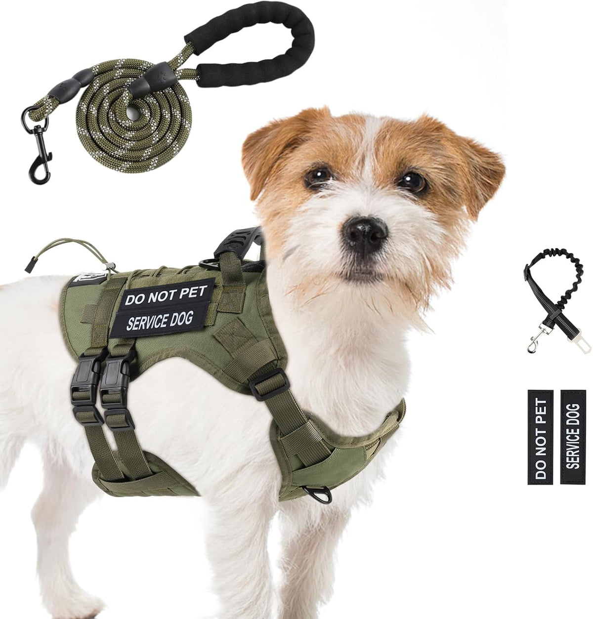 No Pull Tactical Dog Harness Medium Sized Dog, Service Dog Vest - Small(Chest:23.5-32.6",Neck:15-18") / Green