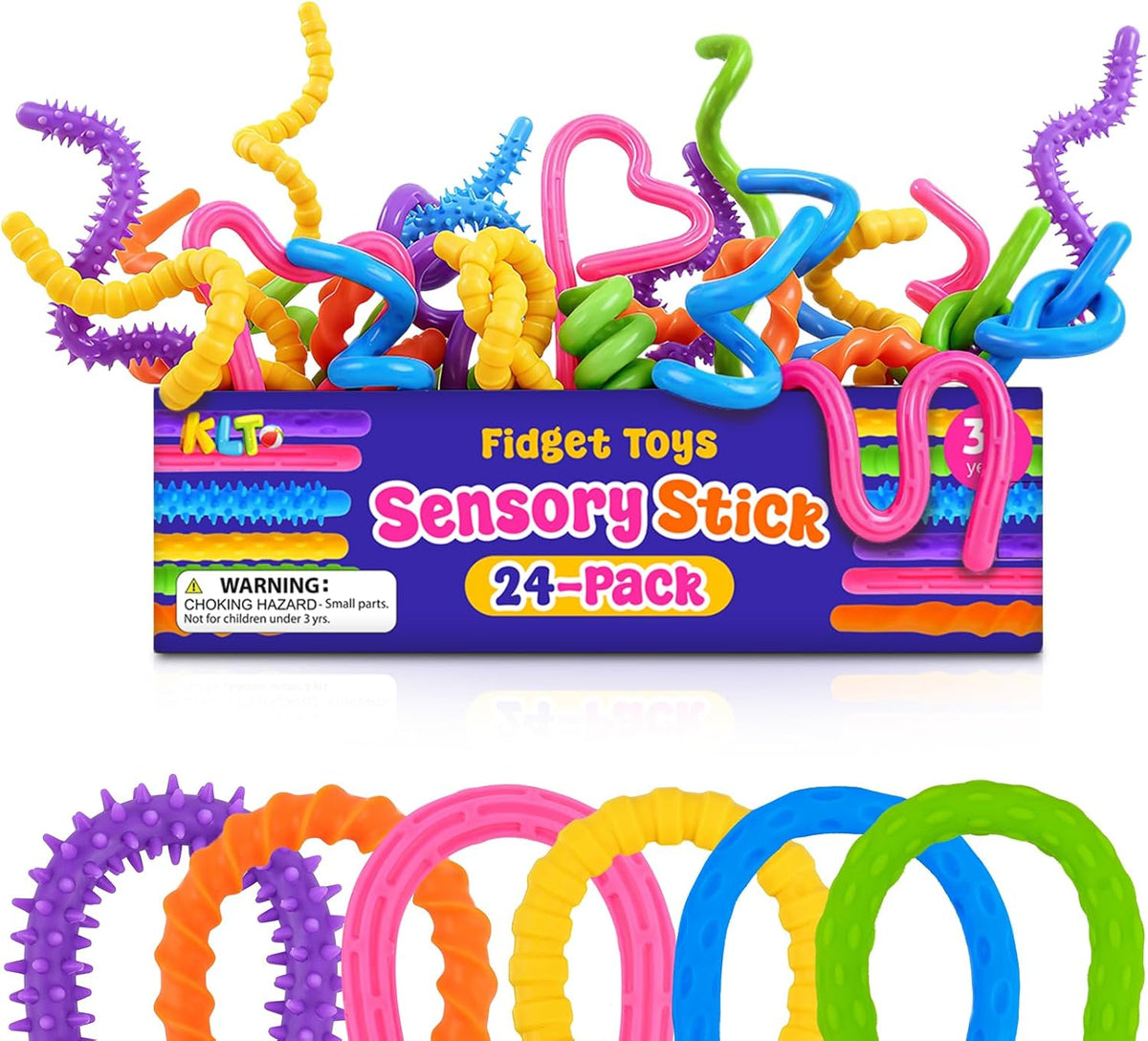 KLT silicone fidget sticks 6-pack in bendable textured colors - view 2