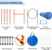 GeerDuo dog agility training equipment kit with tunnel, weave poles, jump ring and bag - view 3