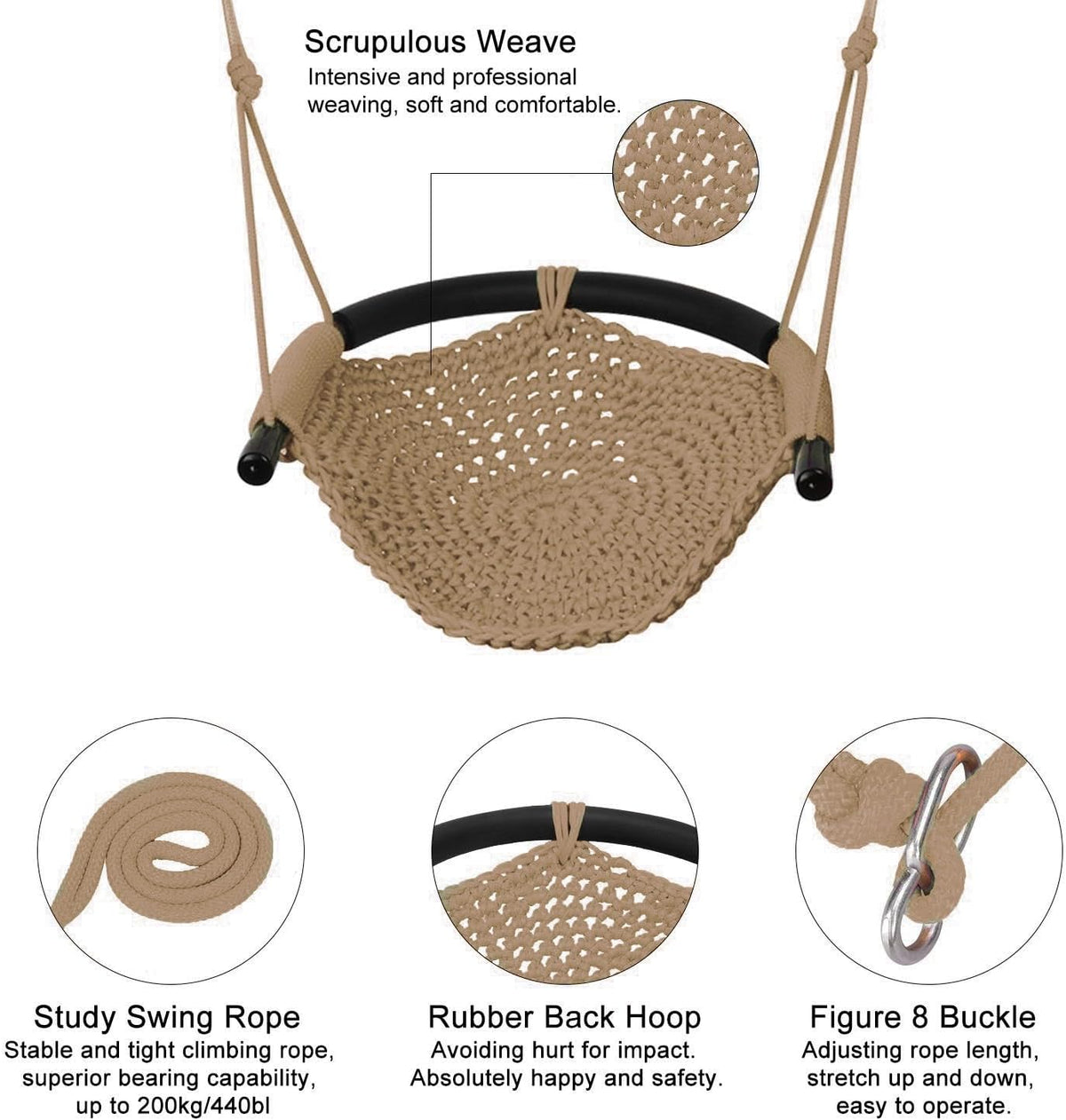 JKsmart Kids Net Swing Seat - Light Brown / 1 Pack - image 4