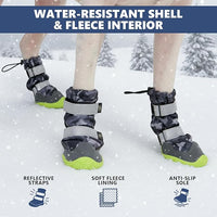 Spark Paws Dog Shoes, Waterproof Dog Boots for Medium to Large Dogs, Non Slip, Breathable Dog Booties and Paw Protectors - 4PCS Doggie Hiking Boots with Reflective Straps, Gray Camo, Size 5