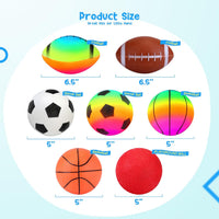 PlayZap 7 pack of 5 inch soft rubber sports balls for kids, including rainbow designs - view 4