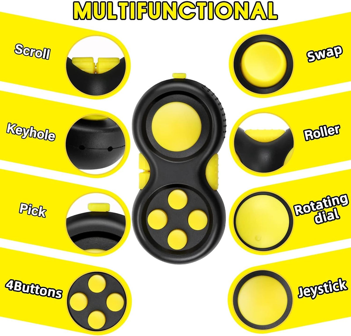 Original Fidget Toy Game, Rubberized Classical Controller – Fun for Kids & Family - 2 / Original Version/Yellow Style - image 3