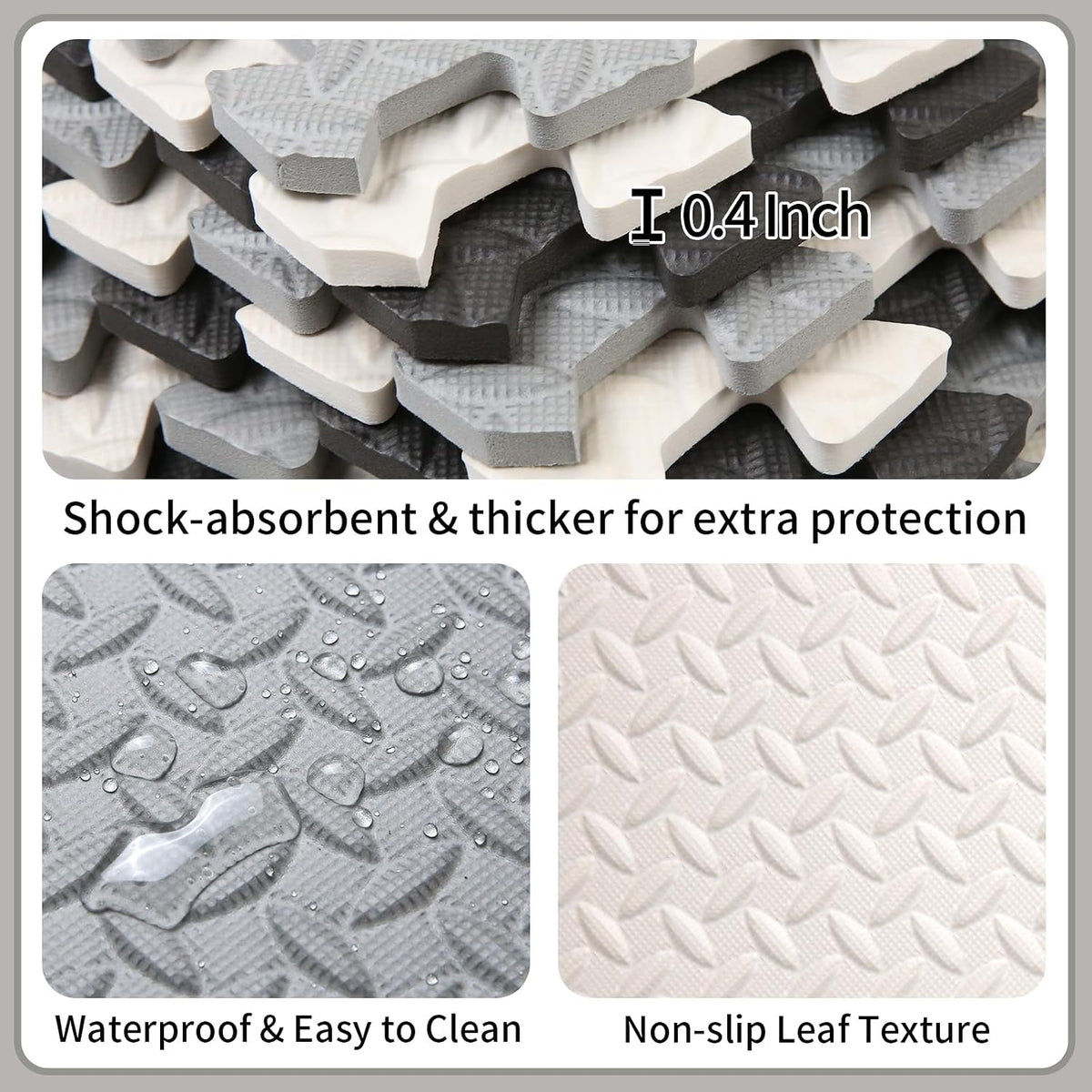 Foam Play Mat for Baby, Soft Non-Toxic Baby Playmat - White/Black/Gray / 16 Pcs/47.2*47.2 - image 4