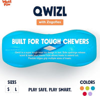 West Paw Zogoflex Qwizl Interactive Treat Dispensing Dog Puzzle Treat Toy for Dogs, 100% Guaranteed Tough, It Floats!, Made in USA, Large, Aqua Blue