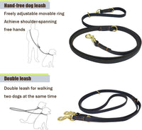 LWBMG Multi Function Leather Dog Leash 8ft Genuine Leather Leash - 8ft x 5/8inch / Black - image 2