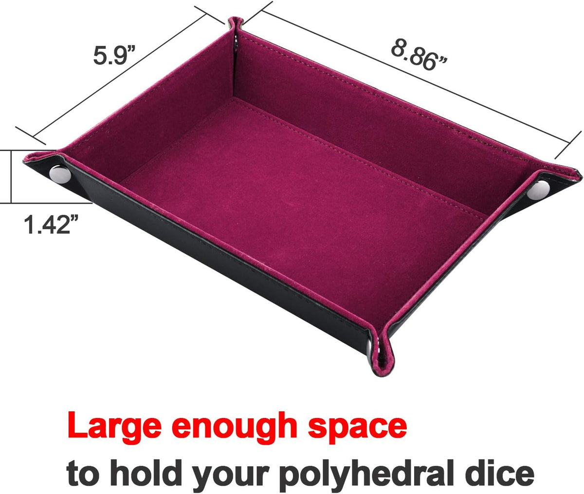 SIQUK Double Sided Dice Tray Folding Rectangle Dice Holder – Fun for Kids & Family - Dark Rose Red - image 3