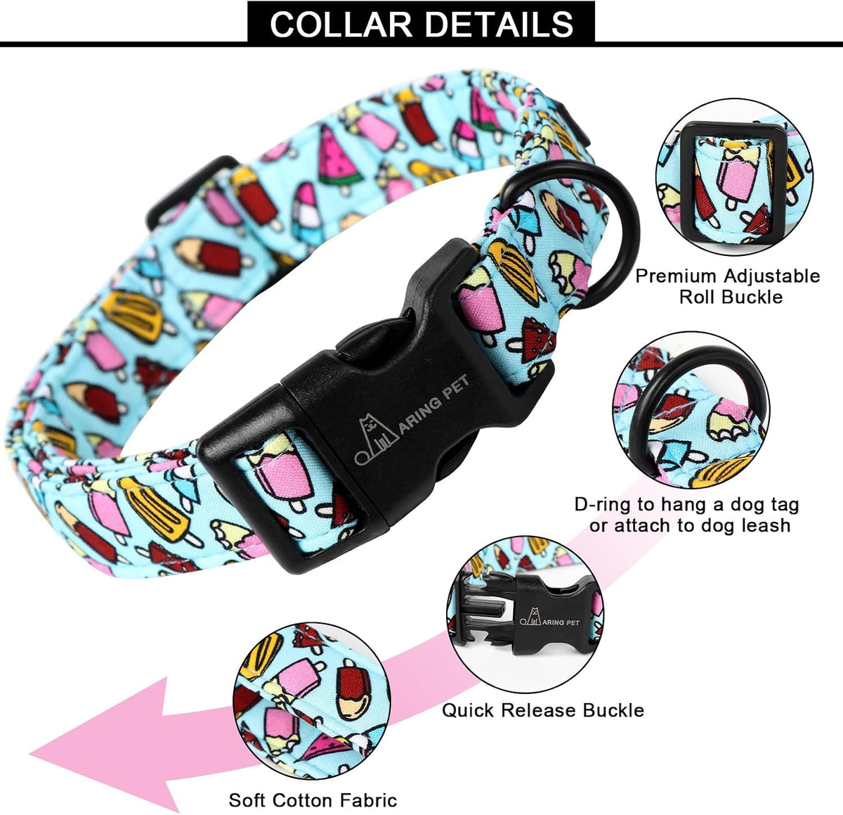 ARING PET Fall Dog Collars - Large / Summer Blue Ice Cream - image 3