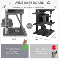 SHA CERLIN 65in Larger Cat Tree Tower Condo for Indoor Kitties/Multi-Level Furniture Activity Center with Wide Base/Cozy Plush Cat Perches/Baskets/Sisal Scratching Posts and Hammock/Grey