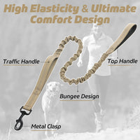rabbitgoo Tactical Dog Leash, Heavy Duty Training Bungee Lead – Essentials for Dogs - Brown / Max: 6ft - image 4