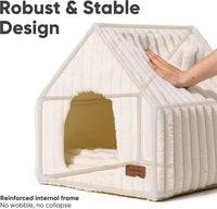 FUKUMARU Cat Bed Cave, Enclosed Washable Covered Dog Bed with Support Frame – Essentials for Cats - Cream / 17 Inch (Cats up to 15 lbs, Dogs up to 10 lbs) - image 2