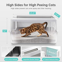 Stainless Steel Cat Litter Box with Lid, XL Metal Litter Box for Big Cats, Extra Large Litter Box with High Sides, Never Absorbs Odors, Non-Sticky, Easy Clean, Anti-Urine Leakage, with Scoop