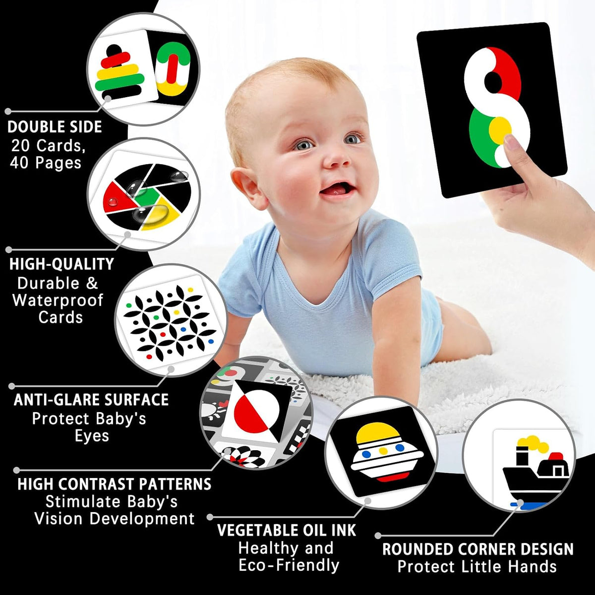 High Contrast Black and White Baby Cards for Newborns 0-3 Months – Fun for Kids & Family - 3-6 Months - image 4