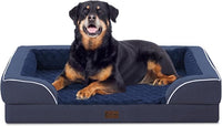Orthopedic Waterproof Dog Bed for Extra Large Dogs, Memory Foam XL Dog Bed with Sides, Egg-Crate Foam and Non-Slip Bottom Jumbo Dogs Couch Beds with Washable Removable Cover(Jumbo,Navy Blue)