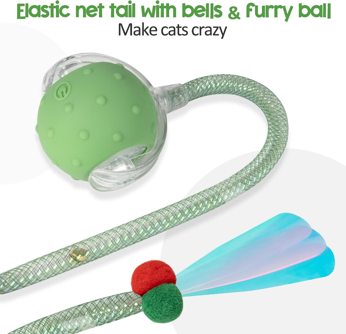 Interactive Cat Toys Ball, Automatic Moving Ball Toy - Green - image 4
