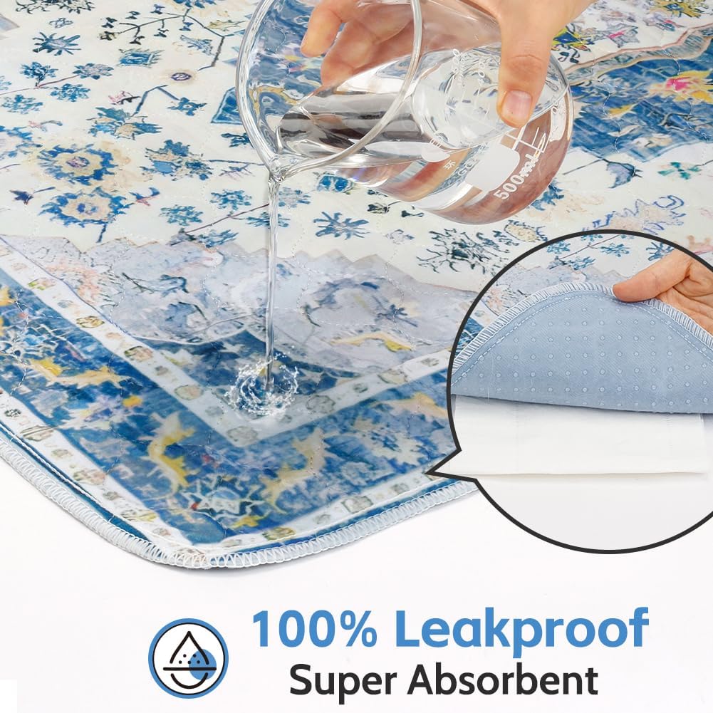 Washable Pee Pads for Dogs, Non-Slip Potty Pads - Blue Medallion / 40"x26" (Pack of 2) - image 3