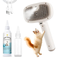 Cat Steam Brush, Dog Brush for Shedding, Pet Spray Hair Removal Comb, Pet Grooming Brush for Short & Long Haired Dogs & Cats,Spritz Defur Comb with Waterless Shampoo (White)