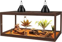 PROLEE Bearded Dragon Tank,81 Gallon Reptile Tank with Meatl Mesh Roof and Front Sliding Door, Anti-Scratch Lizard Tank,Spacious Reptile Enclosure for Snakes,Lguanas, Chameleons(Walnut)