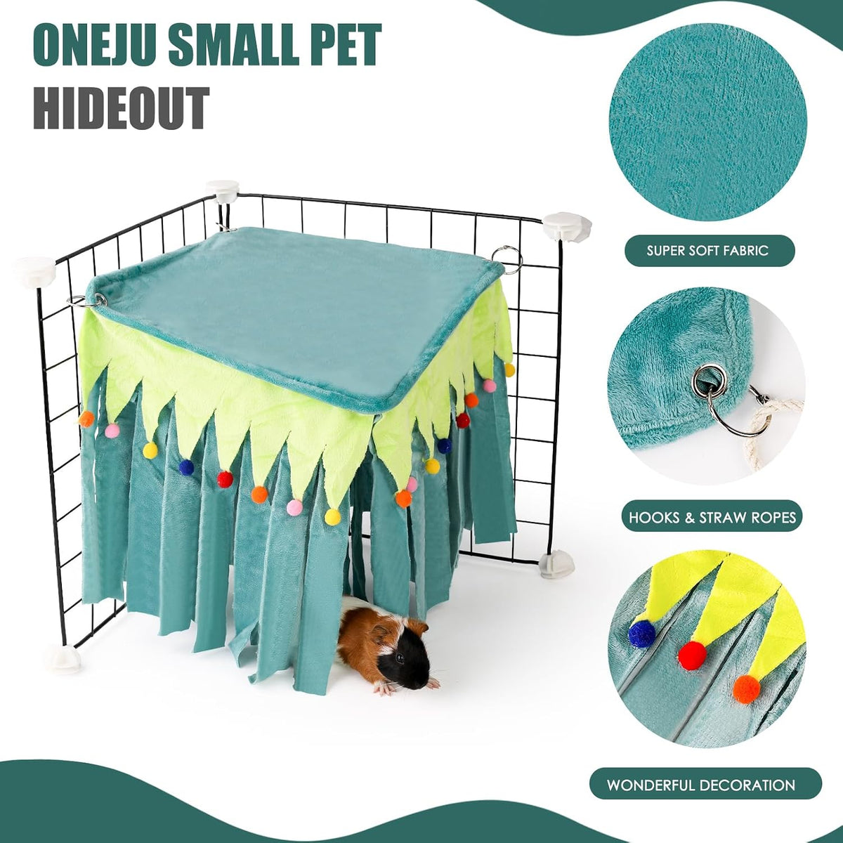 Guinea Pig Hideout, Guinea Pig Corner Hideout - Green / 15.1"L x 16.1"W x 10.2"Th - image 3
