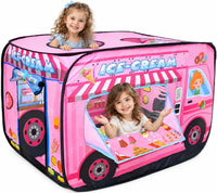 Cecailin fire truck pop up play tent for kids with roll-up door in red - view 3