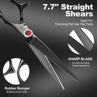 Dog Grooming Scissors Kit with Safety Round Tips - Pro Black - image 4