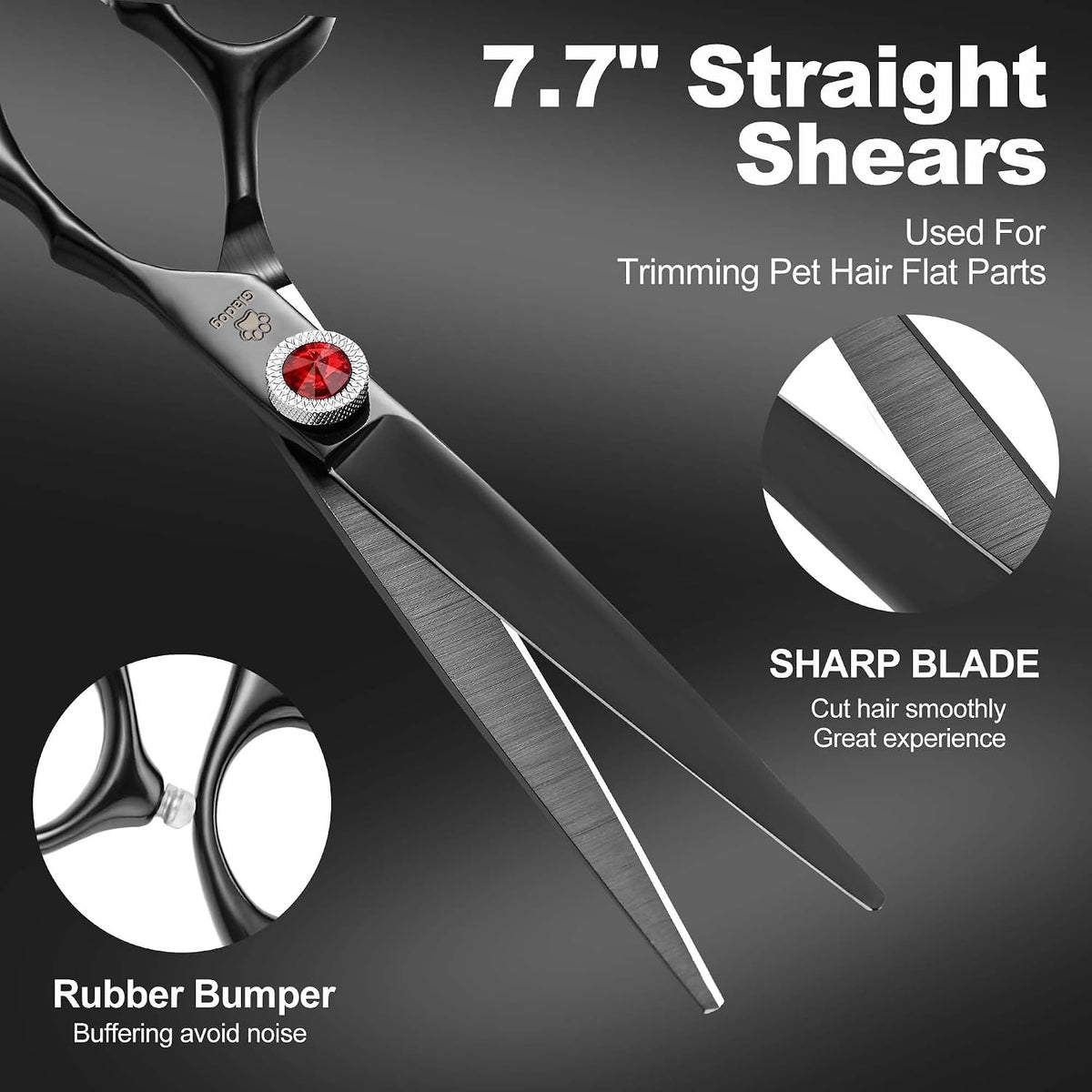 Dog Grooming Scissors Kit with Safety Round Tips - Pro Black - image 4