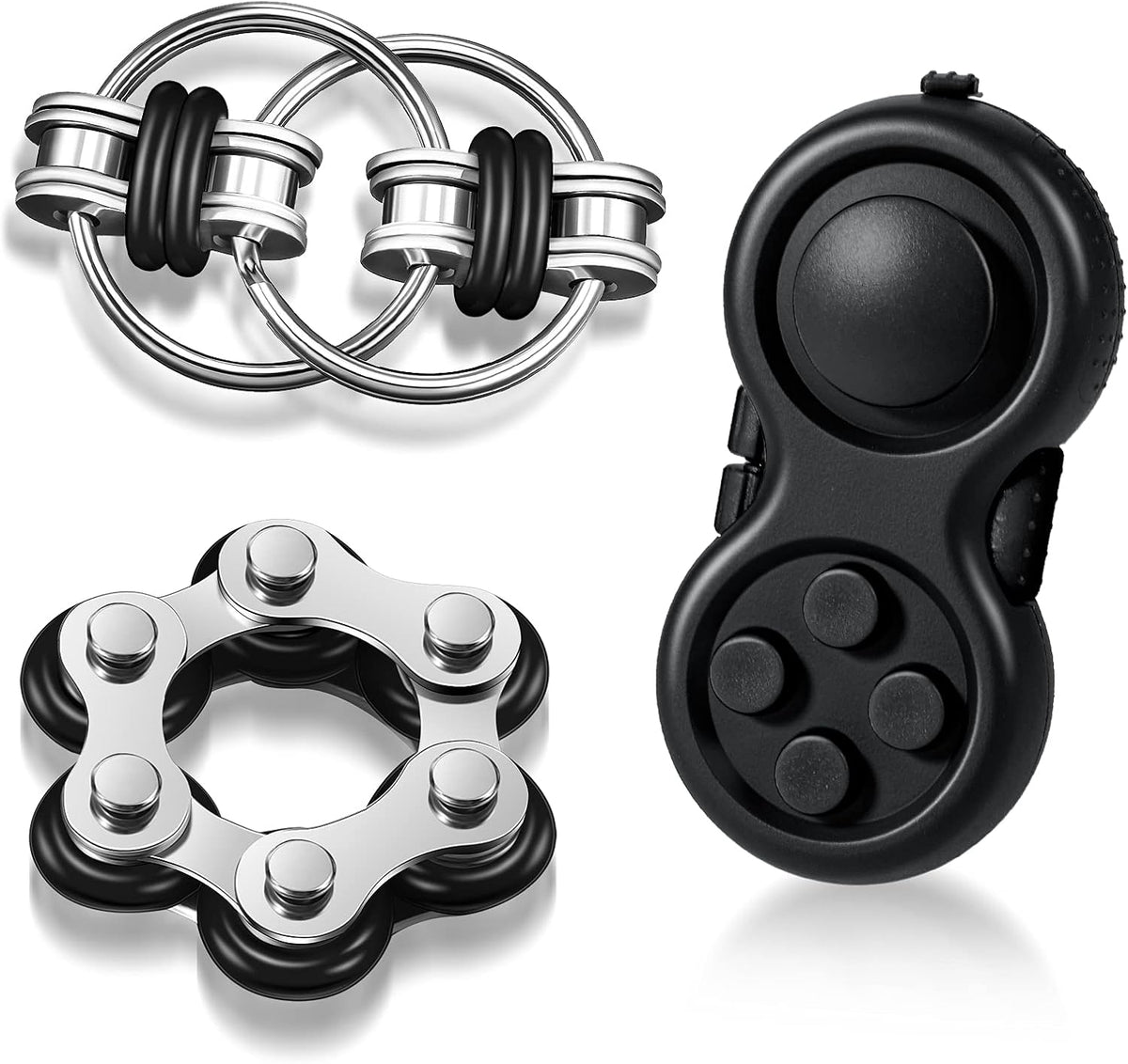 Gejoy 3 Pcs Fidget Toys Adults Set Silent - Black