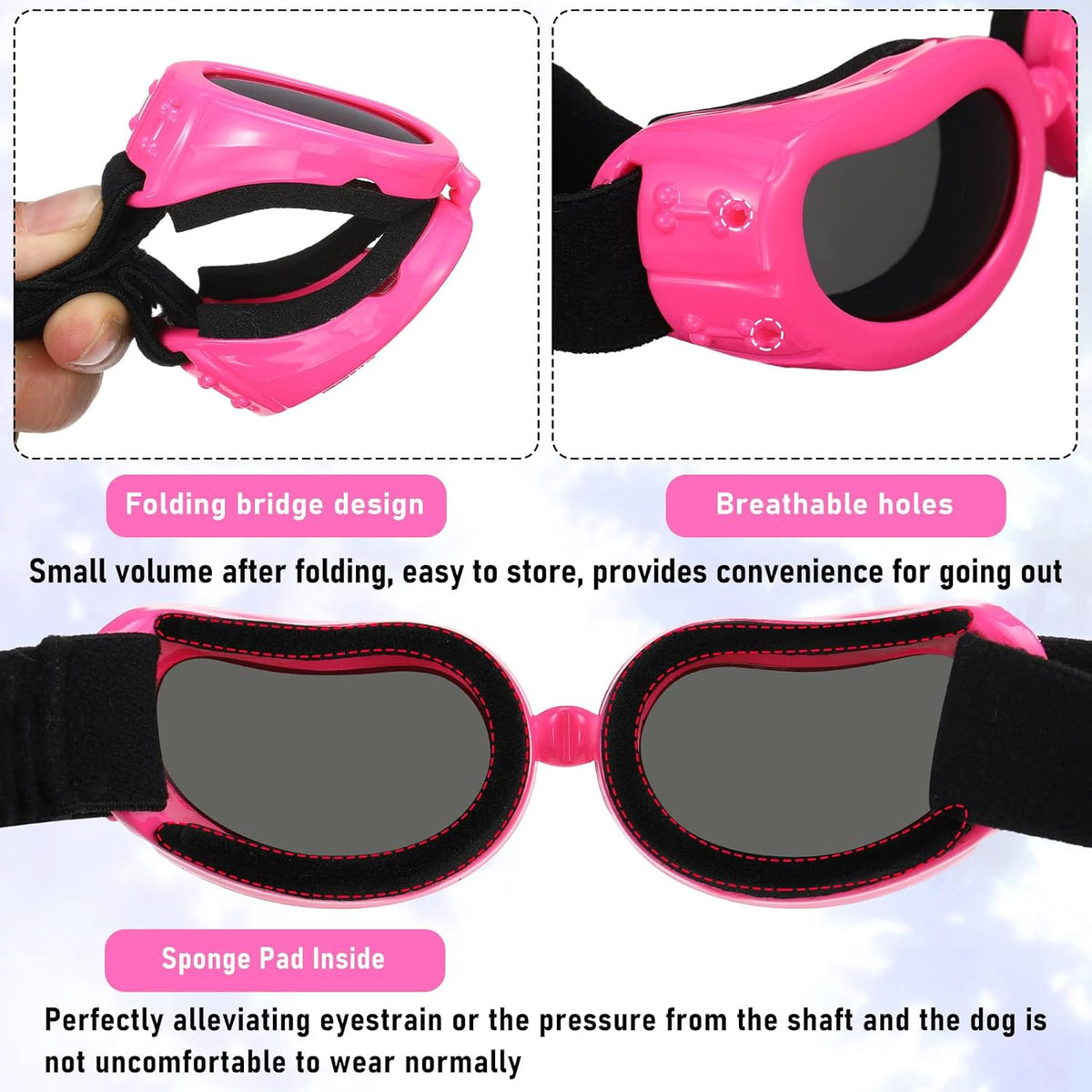 Frienda Dog Helmet and Goggles - M / Pink - image 3