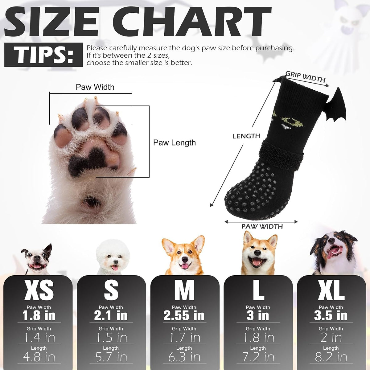 Anti Slip Dog Socks to Prevent Licking Paws - Small (4 Count) / Black Devil - image 3